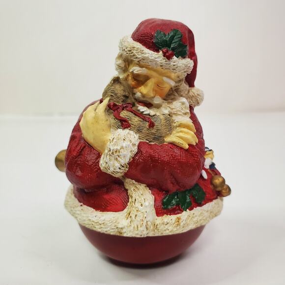 Ball wobble Santa Christmas Figurine Santa w/Kitten cat lover xmas gift - Picture 1 of 9